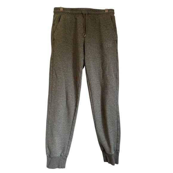 Puma Mens Gray Embossed Logo Jogger Sweatpants Gym Athletic Pants - Medium - Picture 1 of 16
